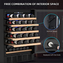 Mojgar 24 Inch Wine Cooler, 51 Bottle Wine Refrigerator with Removeable Shelves Blue Interior Light, Stainless Steel Wine Fridge, Built-in/Freestanding (Single Zone Black Door)